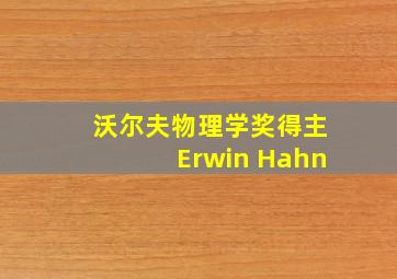 沃尔夫物理学奖得主Erwin Hahn